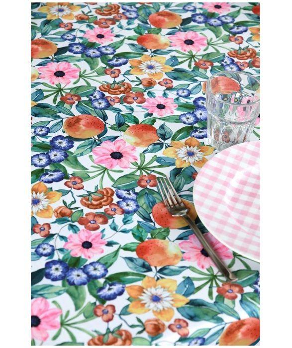 Nappe rectangle - Verger fleuri - 140 x 240 cm - Polyester - Lavable à 30°C