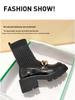 Women's Spring 2025 Chunky Heel Ankle Boots - British Style, Elastic Slimming, Hidden Heel, Sock Boot Design, Suitable for Autumn.