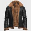 Men's Nordic Winter Faux Fur Coat with Zipper and PU Leather Collar.