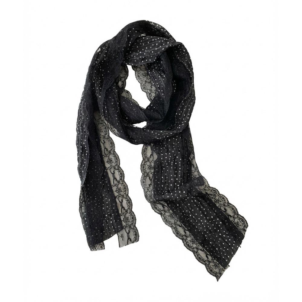 French Style Lace Scarf Black White Pink Headband Trendy Photo-Ready Shawl  Spring Summer чёрный