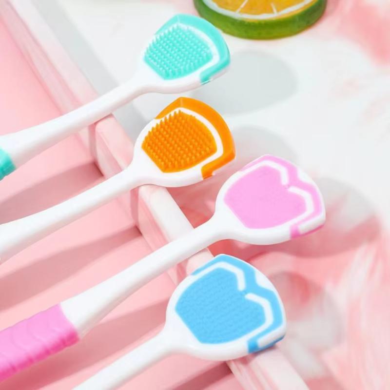 Silicone Tongue Scraper & Brush -Dual-Sided Design for Bad Breath Reduction, Soft Bristle Oral Care Tool for Adults (Easy Clean)