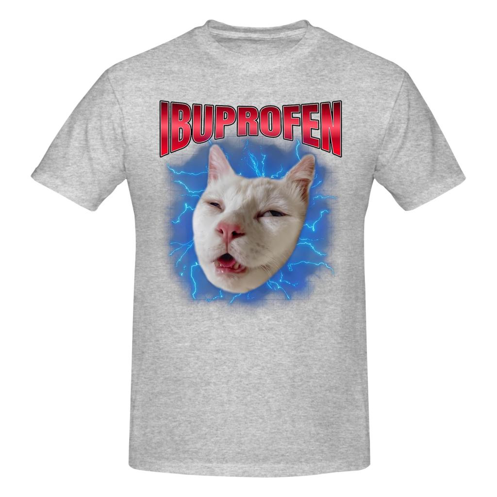 Piece Medicine Cat Funny Cotton TShirt Ibuprofen Cat Meme Tops Tees For Unisex