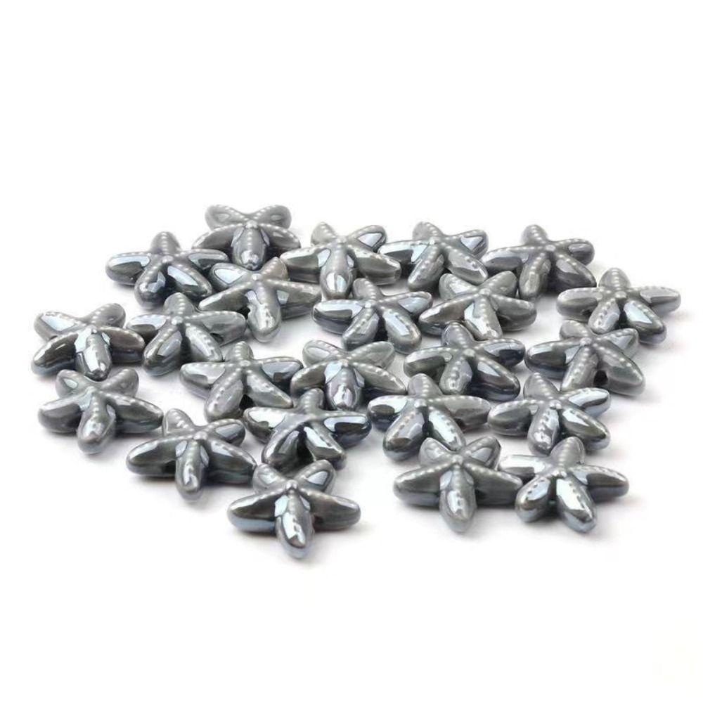 10pcs Handmade Craft Ceramic Spacer Loose Beads Ceramic Jewelry Making Material Starfish Bead  Women