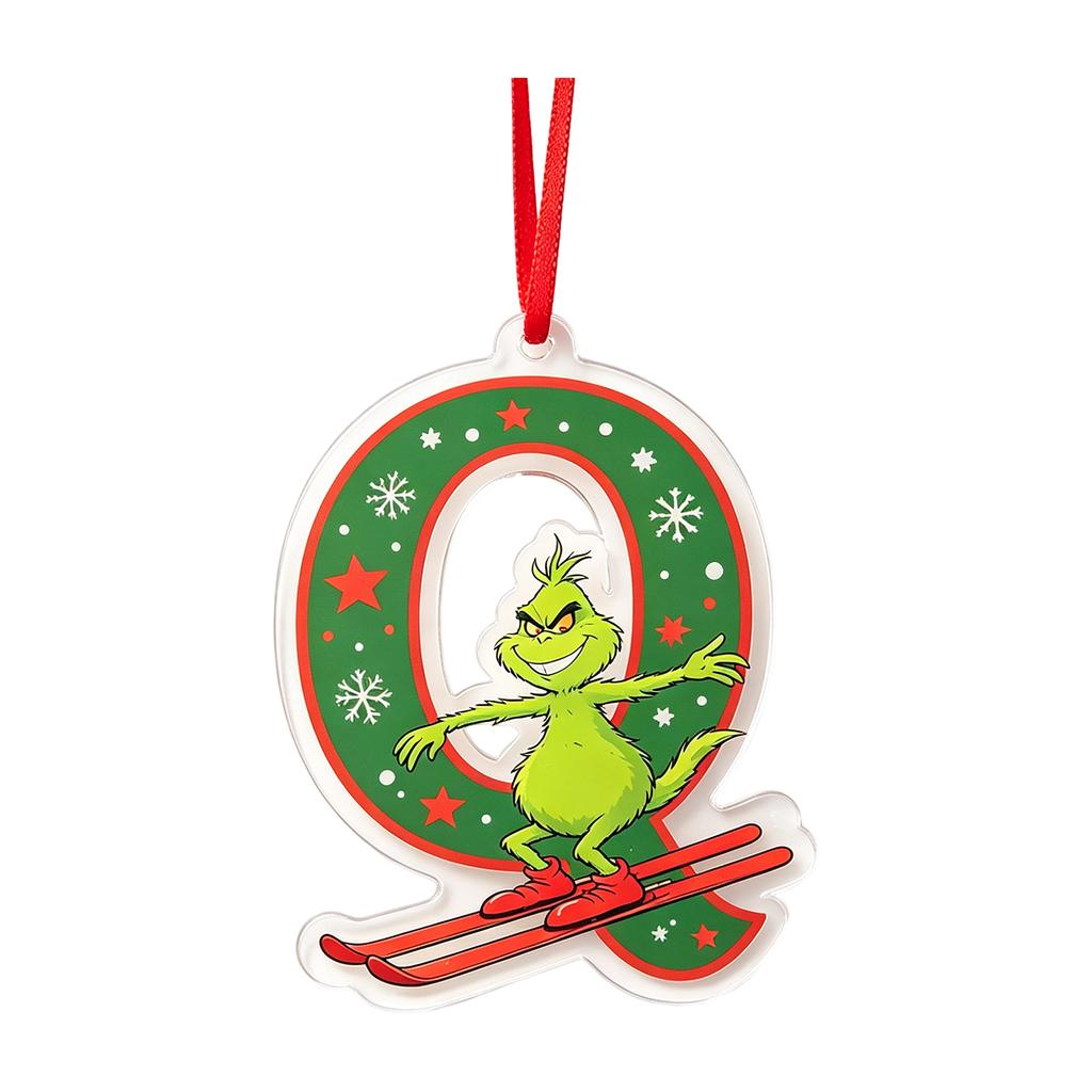 2D Christmas Ornaments, 26 Letters Flat Hanging Decorations for Holiday Decor