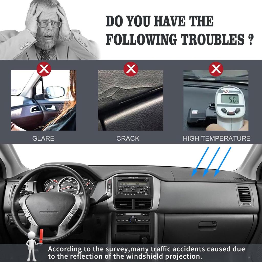 Dashboard Cover Fit for Honda Pilot 2002 2003 2004 2005 2006 2007 2008 Dash Cover Mat Pad Carpet Protector (Beige)