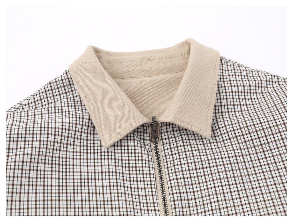PLANETMUSIC Retro Reversible Plaid Lapel Jacket for Men - Spring/Autumn Collection
