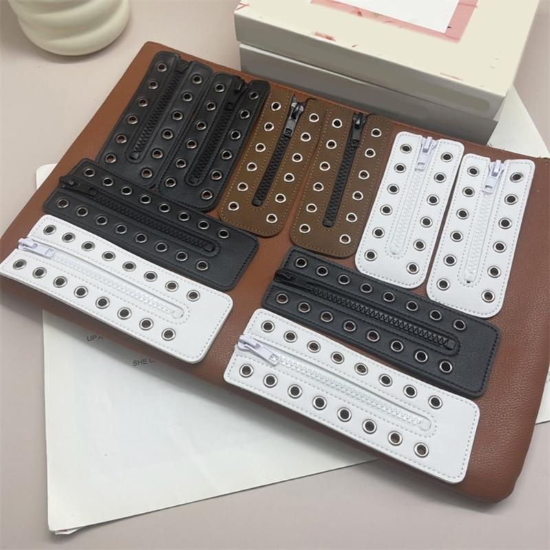 PU Leather Zippered Shoelace Inserts Waterproof Leather Zippered Shoelace Easy Installation for Hiking Boot Enhancement