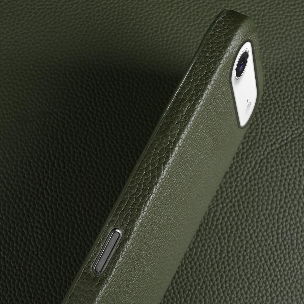For iPhone Air Case Compatible with MagSafe Litchi Texture Genuine Cow Leather + PC Phone Cover