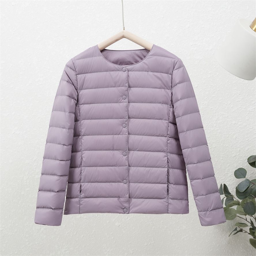 Lightweight and Warm White Duck Down Coat for Women, Simple and Stylish Outerwear