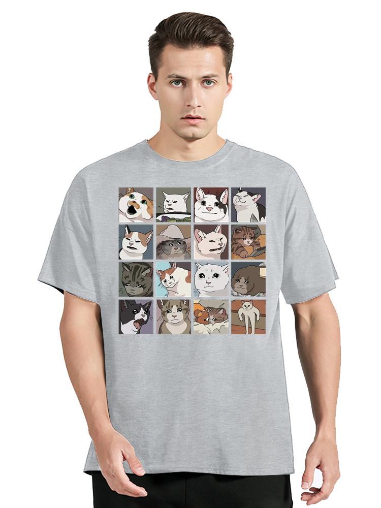 Meme Cats Puzzle Creativity Printed T-Shirt Mens Clothing Beach Funny Clothing Oversize T Shirt Casual Cotton Tops O-neck Tshirt