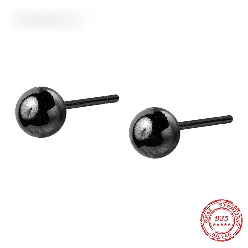 

Серьги-гвоздики из стерлингового серебра 925 пробы с круглыми бусинами и черным золотом для женщин, ювелирные изделия из стерлингового серебра, настоящее украшение 0.4cm