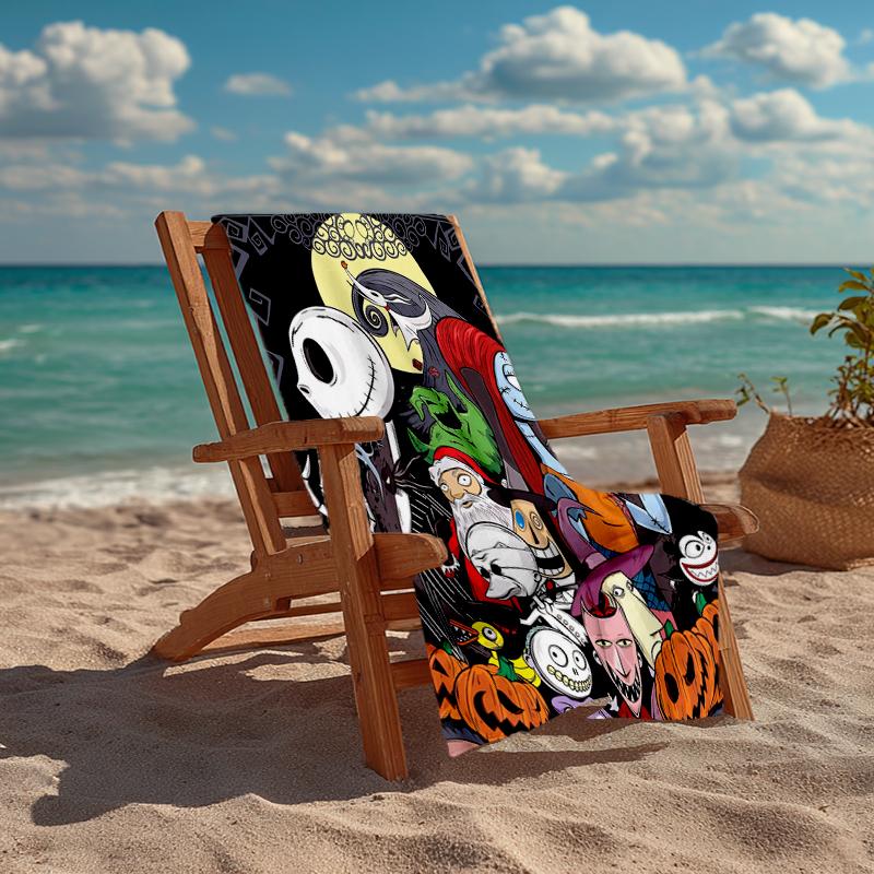 Ultra-Soft Beach Towel with The Nightmare Before Christmas Theme,Ideal for Pool - Camping, Diving - Perfect Travel Essential, Vibrant Beach Towel.