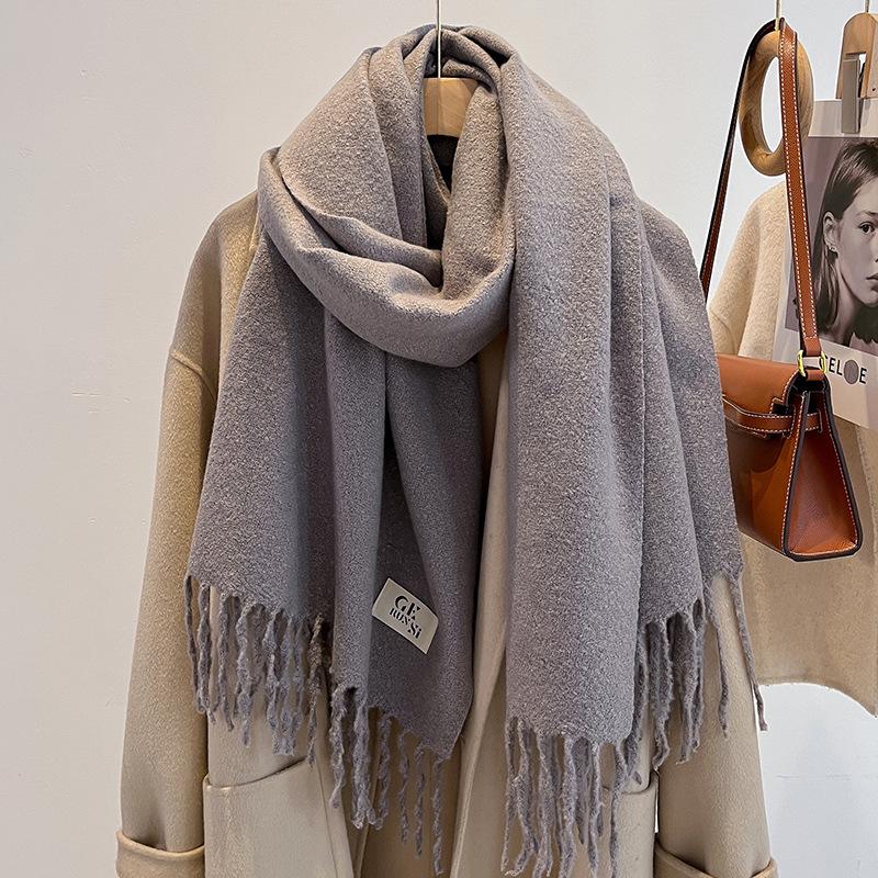 Haze blue imitation cashmere scarf women's new winter atmosphere scarf couple student men's shawl