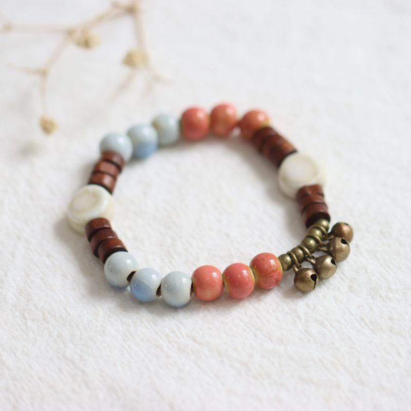 

Этнический стиль Цзиндэчжэнь керамический браслет-колокольчик Новый китайский стиль Китайский древний стиль Фарфоровый браслет с розовыми бусинами Студенческое искусство Маленькие украшения 425 Flower glaze powder ice crack Blue