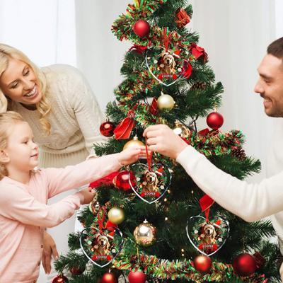 Pingente de Vidro de Cristal Personalizado em Forma de Coração de Natal, Etiqueta Transparente para Pendurar, Enfeite de Árvore de Natal