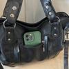 Borsa a Spalla Hobo Morbida in PU Sgualcita con Tracolla Regolabile e Borchie Metalliche Borsa a Mano Casual da Spalla per Donna