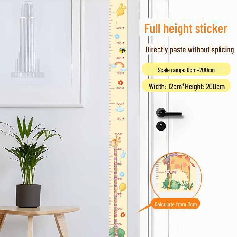 Children's Room 2m Self-Adhesive Height Chart Stickers - Cartoon Design for Baby Measurement & Wall Decoration