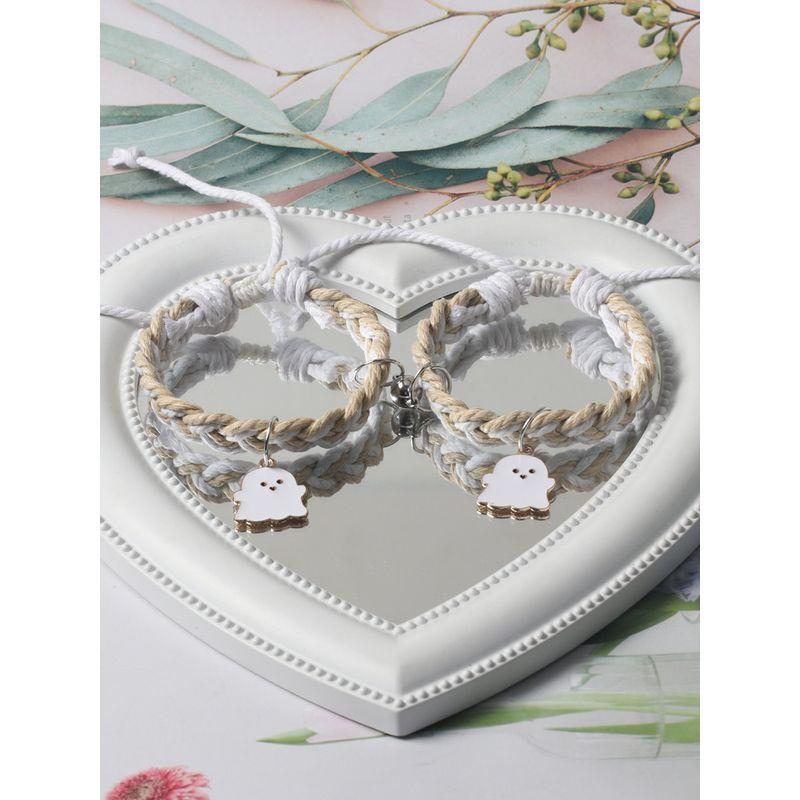 Good-looking Black and White Color Matching Couple Woven Magnetic Bracelet Original Cartoon Ghost Girlfriends Carrying Strap for Boyfriend Bracelet