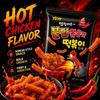 Snack YEM Tiras de Pastel de Arroz de Pollo Picante 100g | Rico sabor a pollo picante, textura crujiente inflada, forma de tira masticable