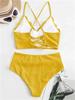 Bikini Women Swimsuit 2025 New Solid Ribbed Sling Bikinis Set Sexy High Waist Swimwear Summer 2 Piece Beach Bathing Suit Female