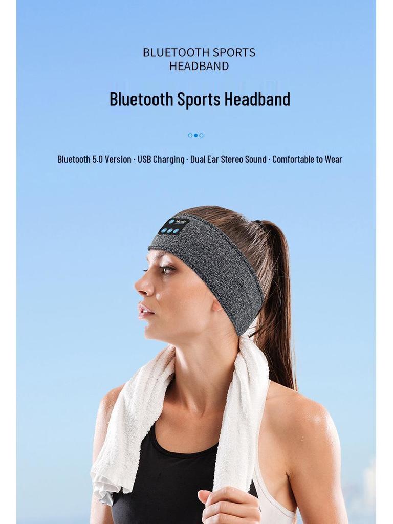 Cross-border Bluetooth Earphone Music Headband: Sweat-Absorbing, Detachable, Washable Sports Fitness Accessory.