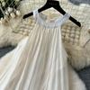Moda femei broderie flori dantela scobire rochie de vară ocazional fără mâneci largi de vacanță rochii de plajă