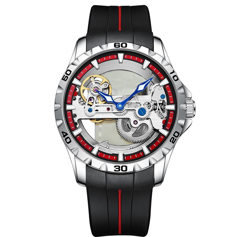 AILANG New Watch Automatic Mechanical Watch Hollow Men's Watch Silicone Tape Watch