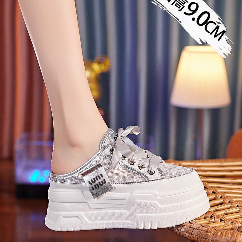Outer slippers women's platform 2025 summer new inner height-increasing sandals versatile mesh breathable small muffin shoes