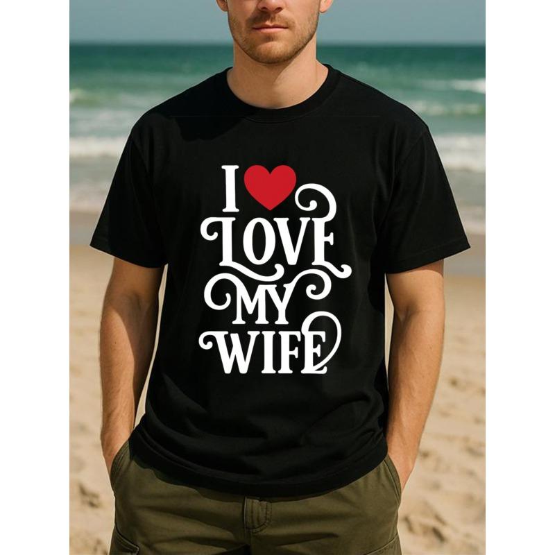 

Men s Valentine s Day Message T-Shirt - Quick-Dry All-Season Short Sleeve Shirt with Romantic Heart Print, Round Neck Casual Top for Beach 4XL чорний