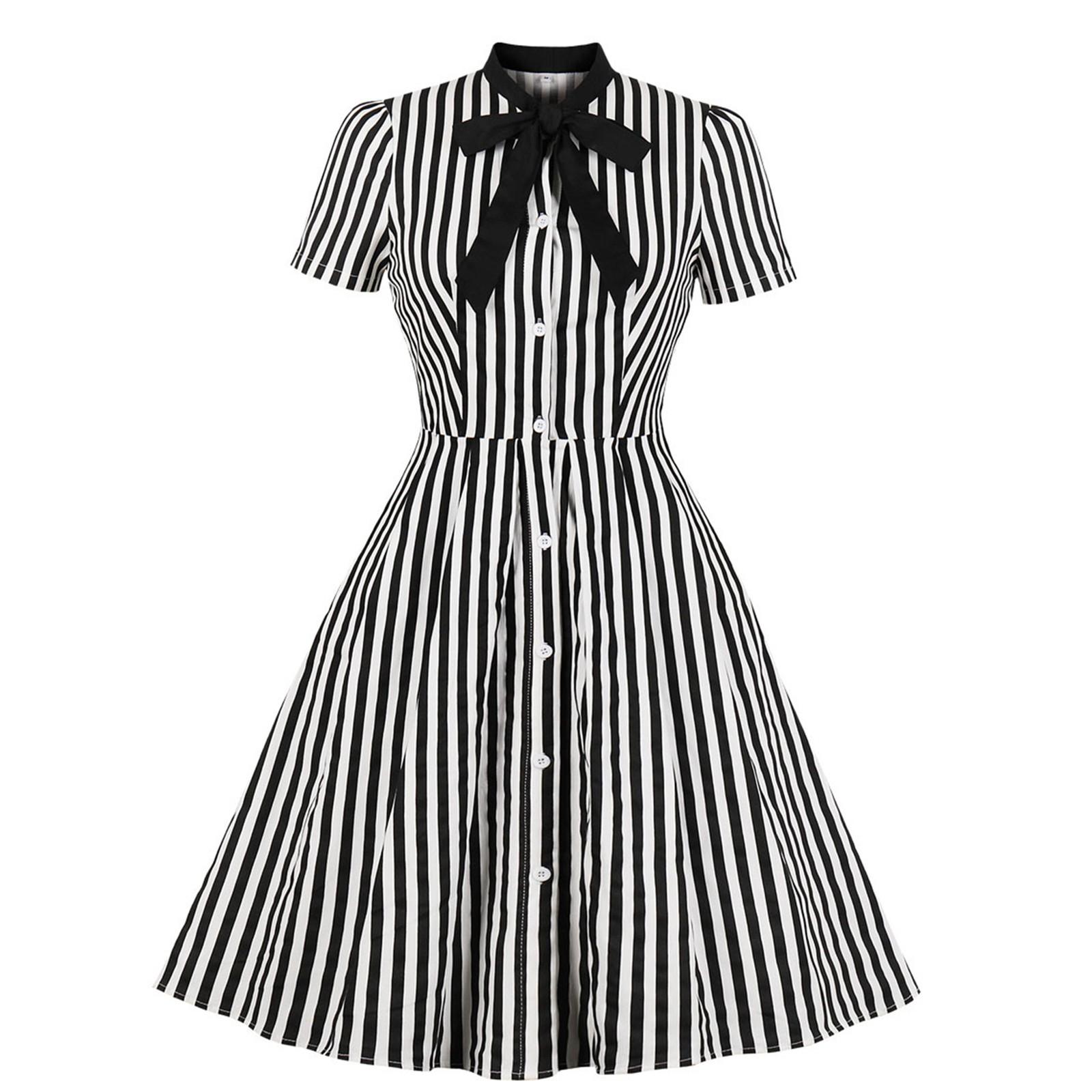 

Women s Short Sleeve Solid Color Vintage Lapel Dress With Large Swing Skirt XXL чорний