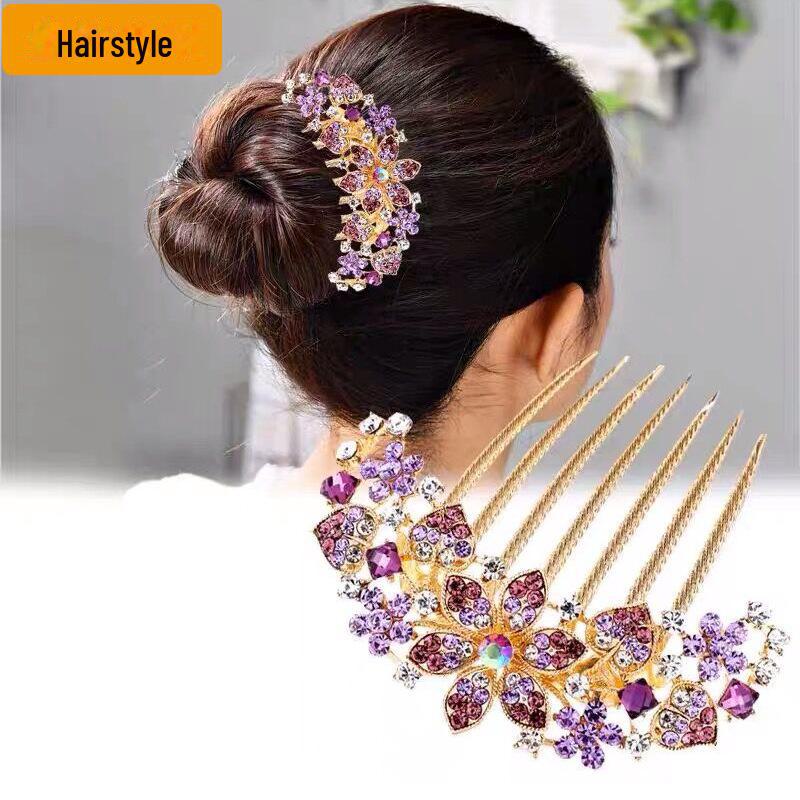 Μεταλλική Χτένα Μαλλιών με Επτά Δόντια και Στρας και Φουρκέτα - Κορεατικό Στυλ