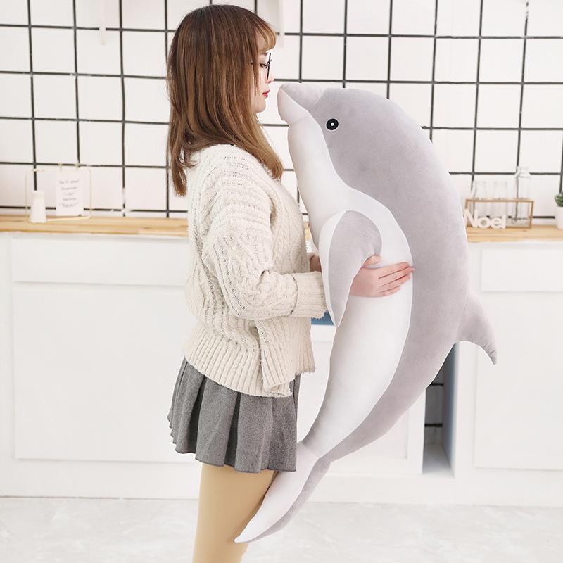 30-160cm Soft Dolphin Plush Toy Cute Stuffed Animal Pillow Nap Cushion Creative Birthday Gift for Girls and Kids