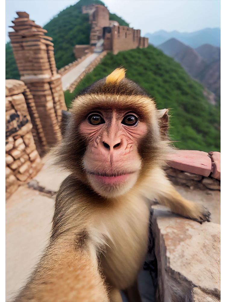 Funny Monkey Selfie Happy Chimpanzee Poster Print Canvas Painting Animal Wall Art For Living Room Home Decor Cuadros