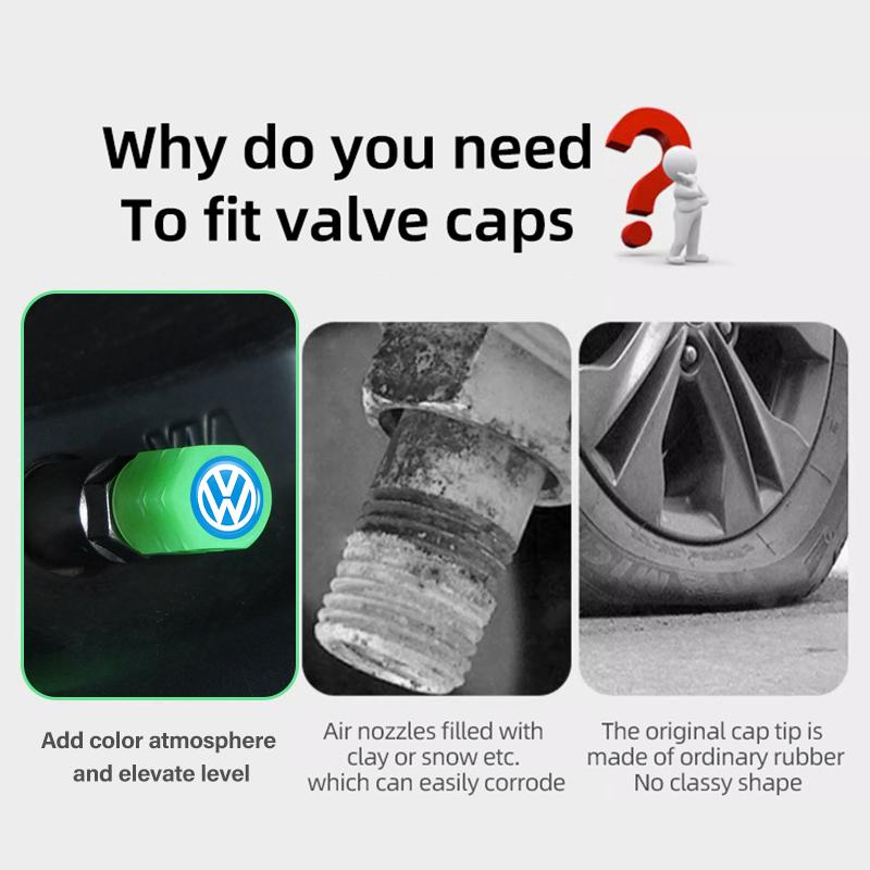 4PCS Car Luminous Tire Valve Cap Fluorescent Night Glowing Decor For Volkswagen VW Golf 4 5 6 7 Polo Jetta Sagitar Magotan