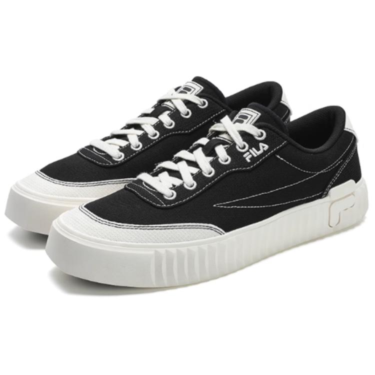 Fila Gear 1S Biscuit Shoes Retro Casual Low-Top Canvas Shoes Women sneaker Black White F12W432310FBK
