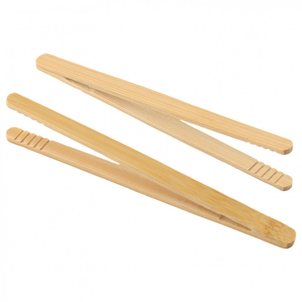 2Pcs Wooden Food Tongs for Toast Salad and Ice Tea Practical Kitchen Tool