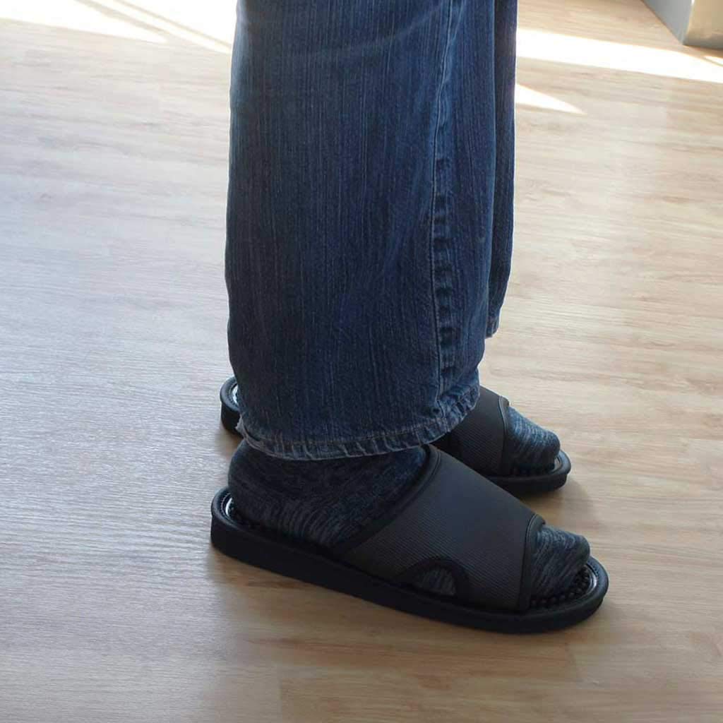 [Hakihaki Kobo - Hausschuhe von CREO] Reyule Gesundheitssandalen, Größe 3L (Bis zu 28,5 cm), Jumbo, Hergestellt in Japan, Fußreflexzonenmassage, Schwarz