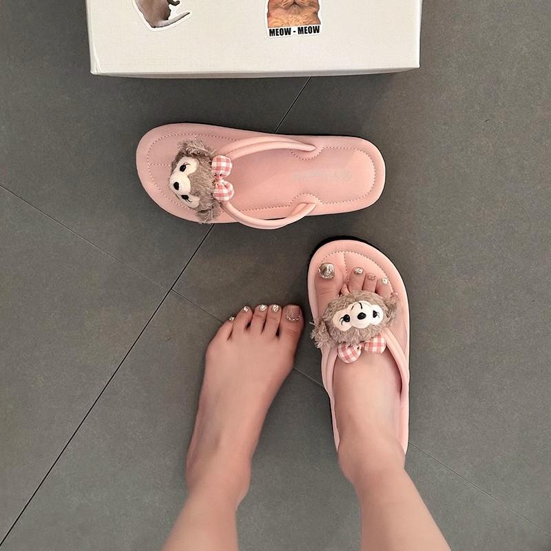 Cartoon cute flip-flops Sydney girls summer fashion wear soft bottom versatile Internet celebrities ins flat bottom sandals