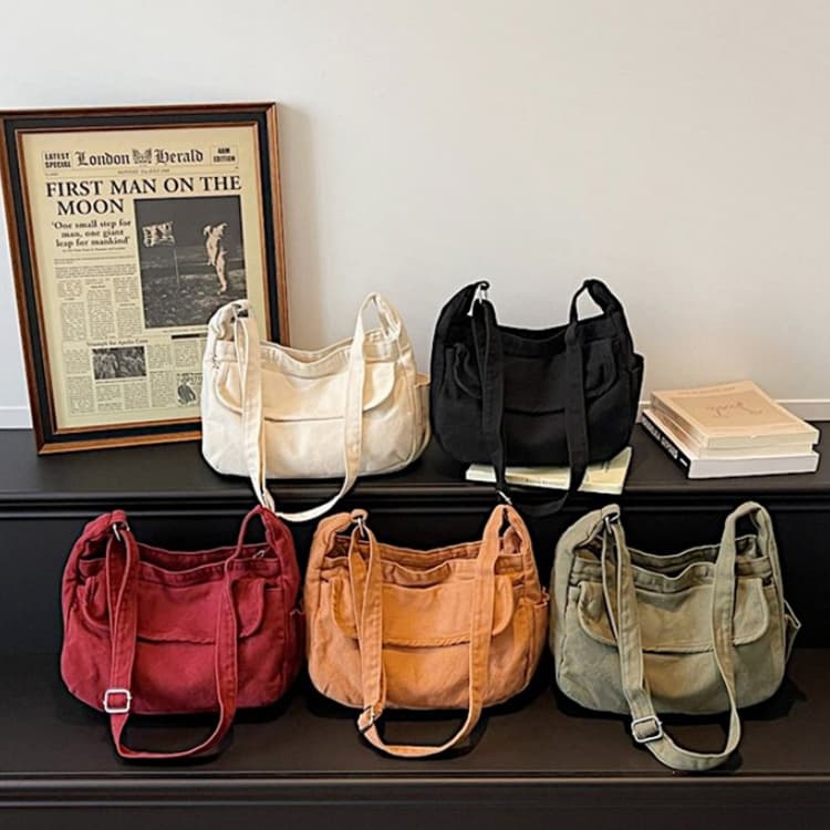 Gewaschene Canvas-Umhängetasche Damen-Achseltasche