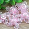 10Pcs Mixed Color Mini Organza Ribbon Bead Flower Wedding DIY Craft Appliques