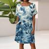 Women's Fashion Short Sleeve Dress With Pockets Floral Print Casual Beach Dress