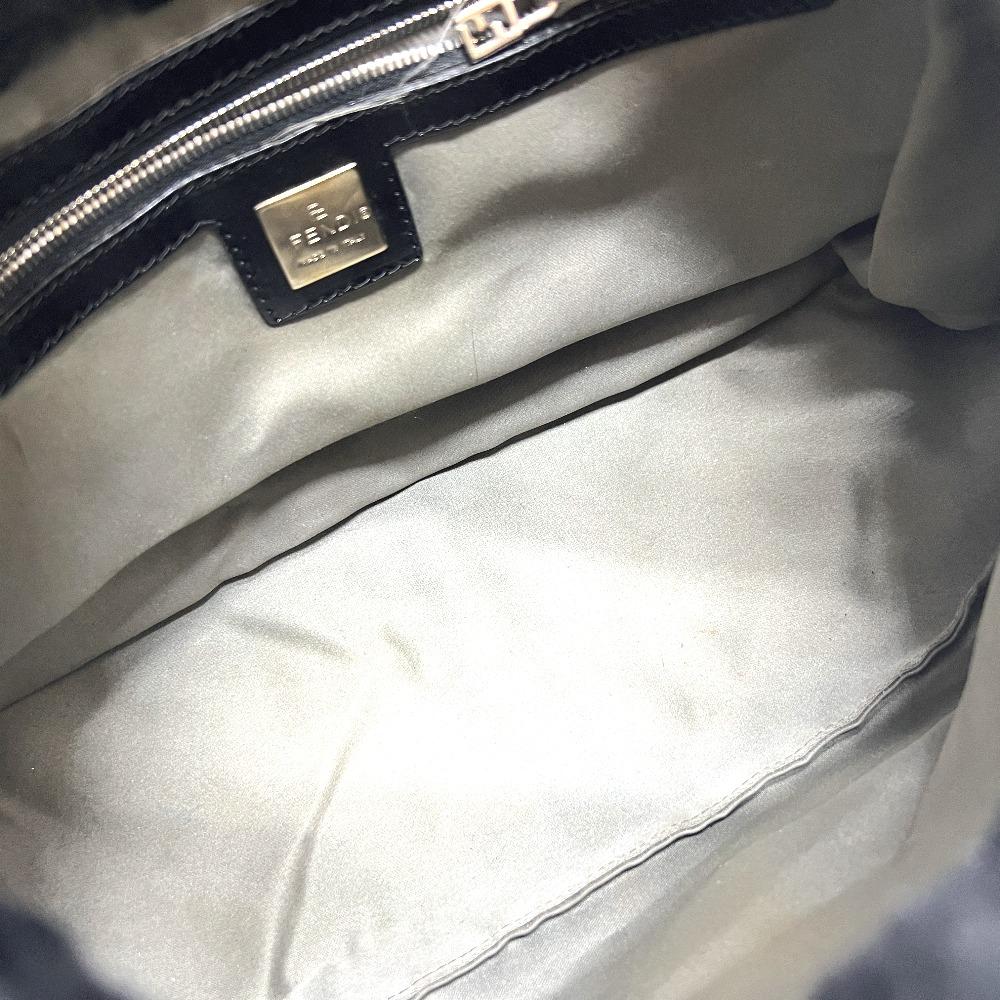 FENDI Mamma Baguette shoulder bags Hand Bag fur / Leather Black/SilverHardware