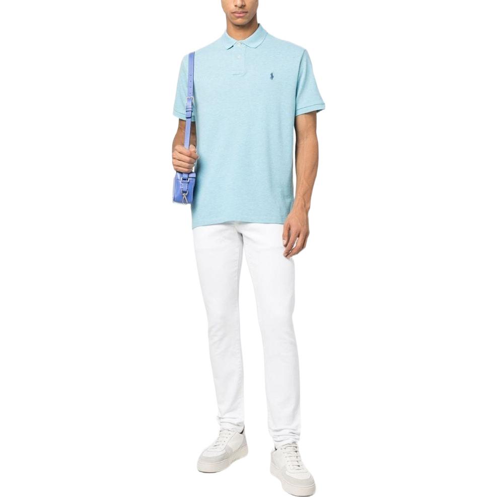 Polo Ralph Lauren SS23 Solid Color Logo Printed Short Sleeve Polo Shirt Men tops Light-Blue 710680784-309
