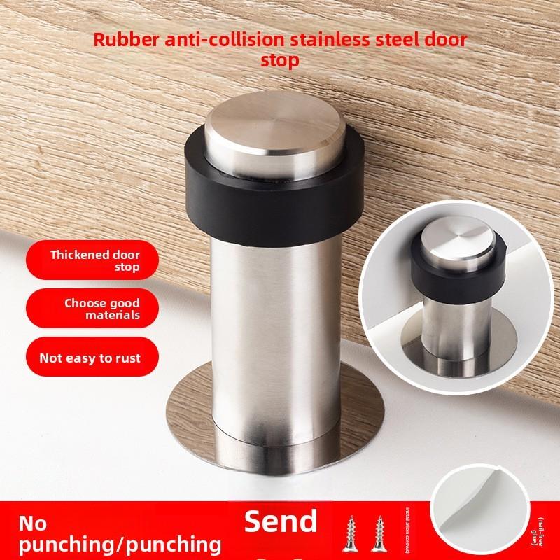 Stainless Steel Door Stopper Round Shape Nonpunching Safety Door Guard For Home Use