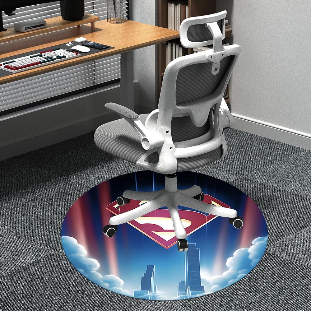

1pc Superhero Skyline Office Round Area Rug, Under Office Chairs Bedroom Living Room Home Decor, Room Deco, Available in Various Sizes 80cm