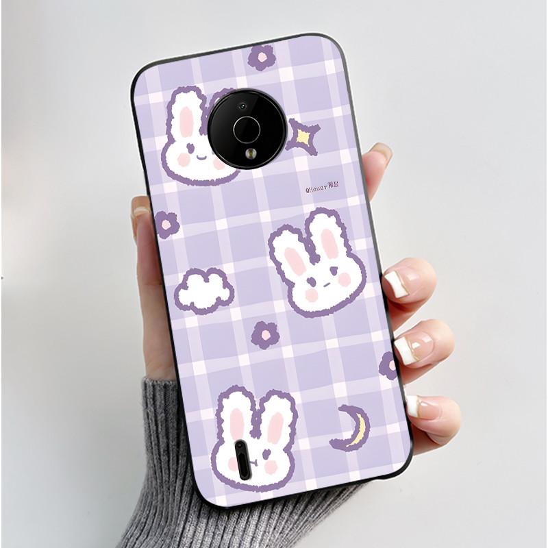 For Nokia C200 C100 Case Cute Love Rabbit Funny Cartoon Black Soft Silicone Protective Cover For NokiaC200 NokiaC100 Phone Case
