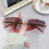 Fashion Retro Rimless Sunglasses Luxury Leopard Head Sunglasses Street Po Sunglasses