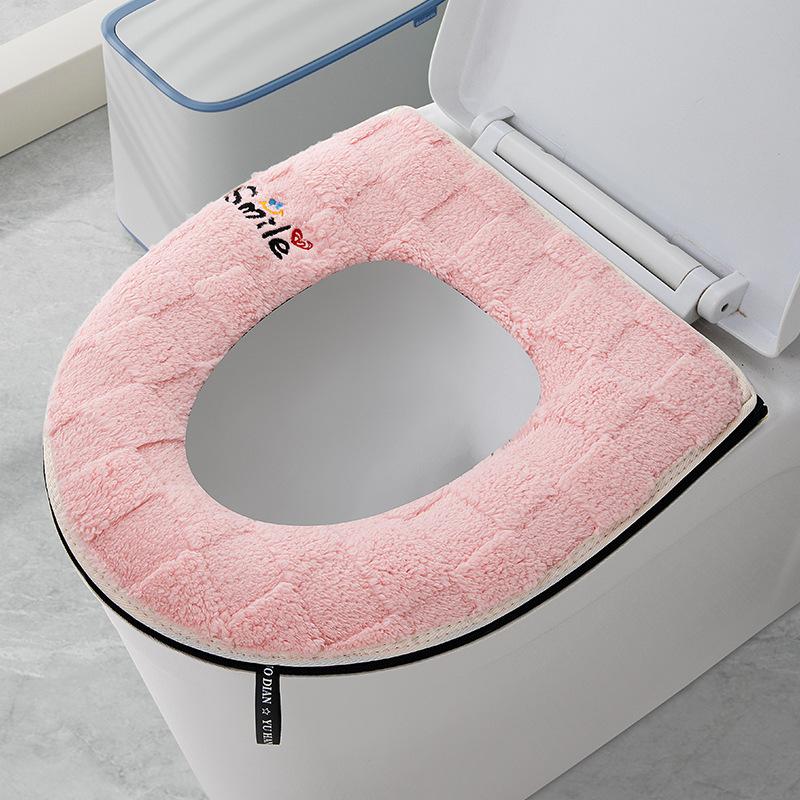 Household toilet cover gasket, universal zipper for all seasons, waterproof winter thickened washable mat.
