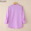 ZANZEA Women Casual V-Neck Solid Color Loose 3/4 Sleeve Blouse
