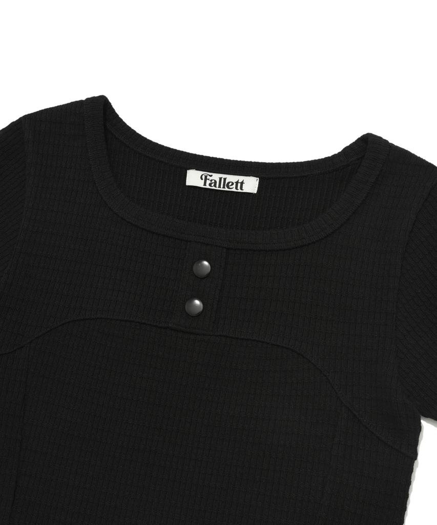 FALLETT Square Neck Tight Top Black